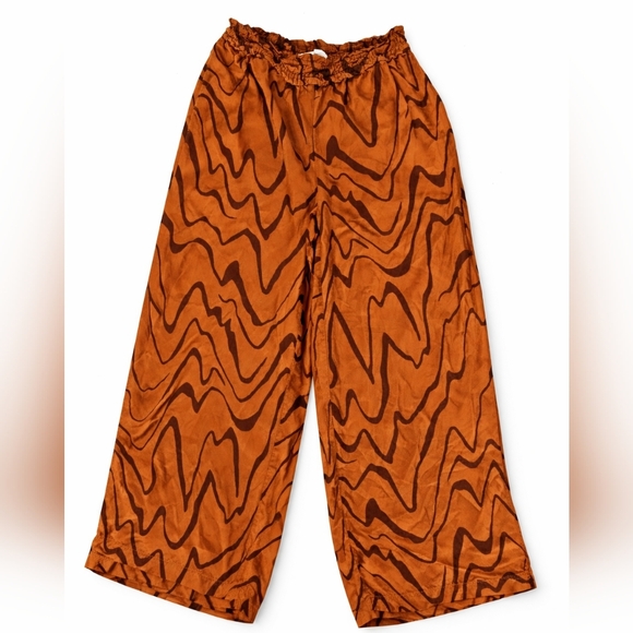 Anthropologie Abstract Marble Print Wide Leg Pull On Pants Boho Resort Small - Picture 2 of 8